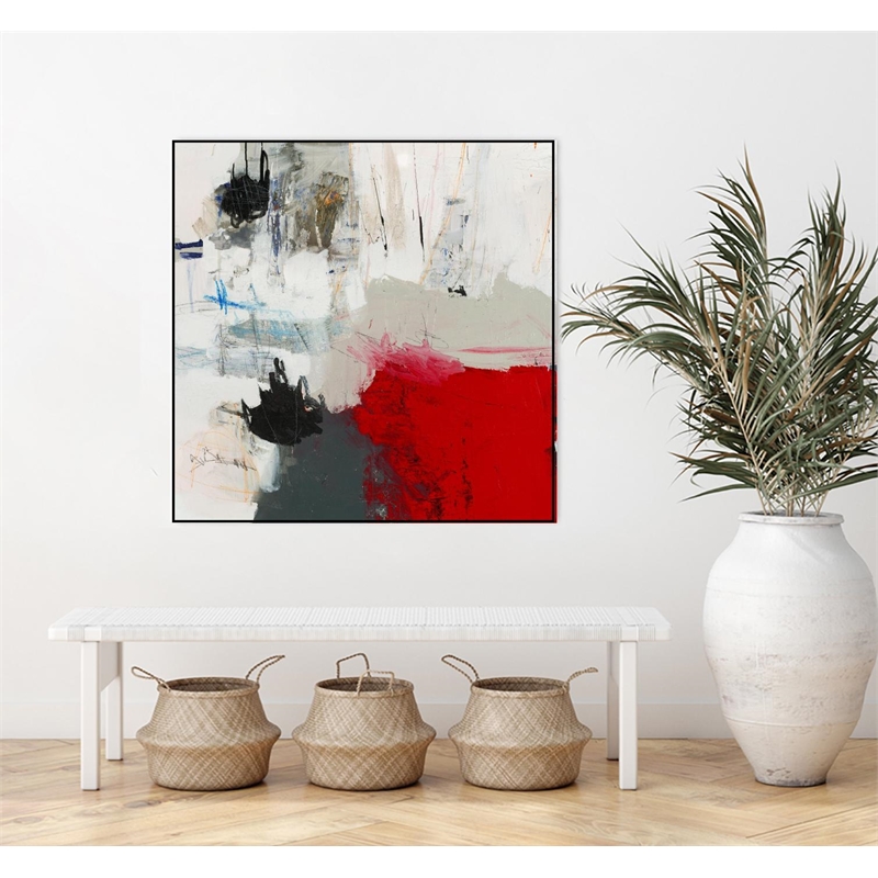 Giant Art Canvas  30x30 The Mountain Comes To You Framed in Multi-Color