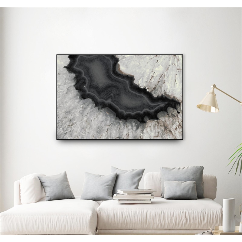 Giant Art Canvas  36x24 Dark Watercolor Agate Square Framed in Multi-Color