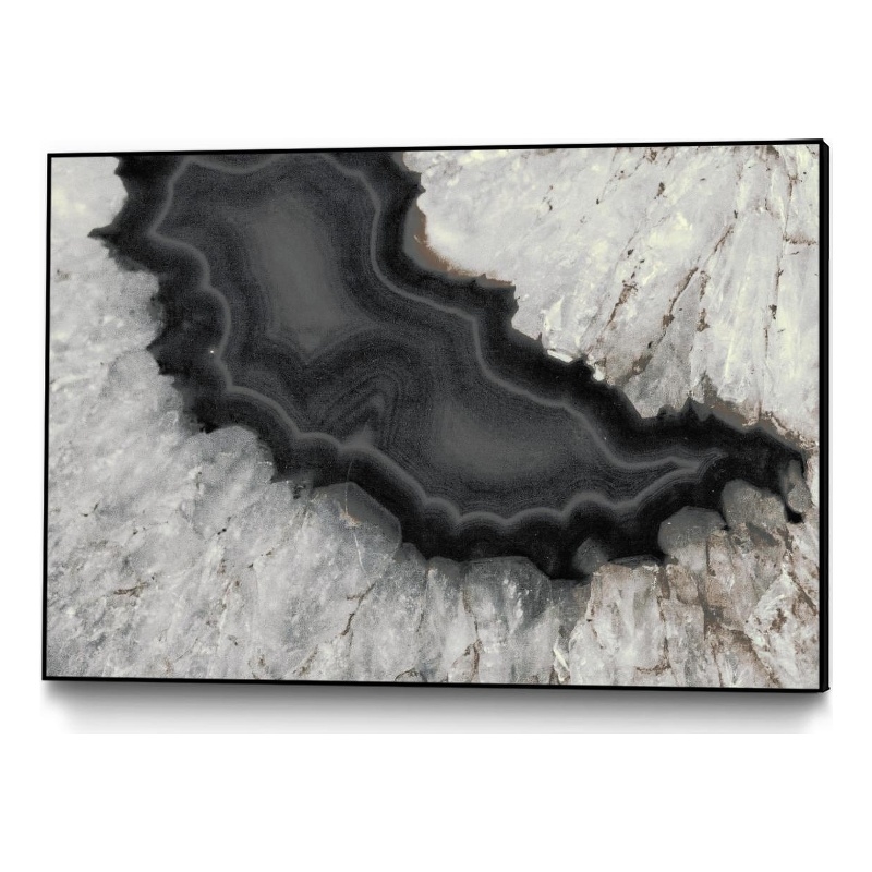 Giant Art Canvas  36x24 Dark Watercolor Agate Square Framed in Multi-Color