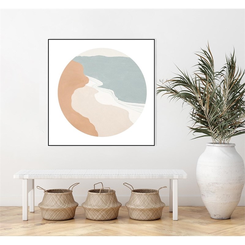 Giant Art Canvas  20x20 Mid Century Landscape Circle I Framed in Multi-Color