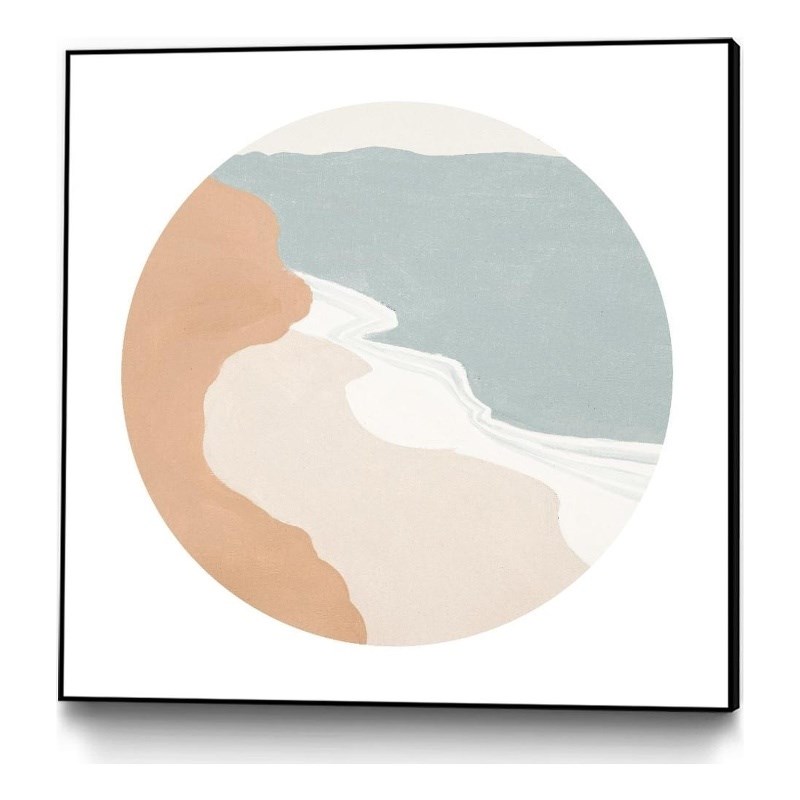 Giant Art Canvas  20x20 Mid Century Landscape Circle I Framed in Multi-Color