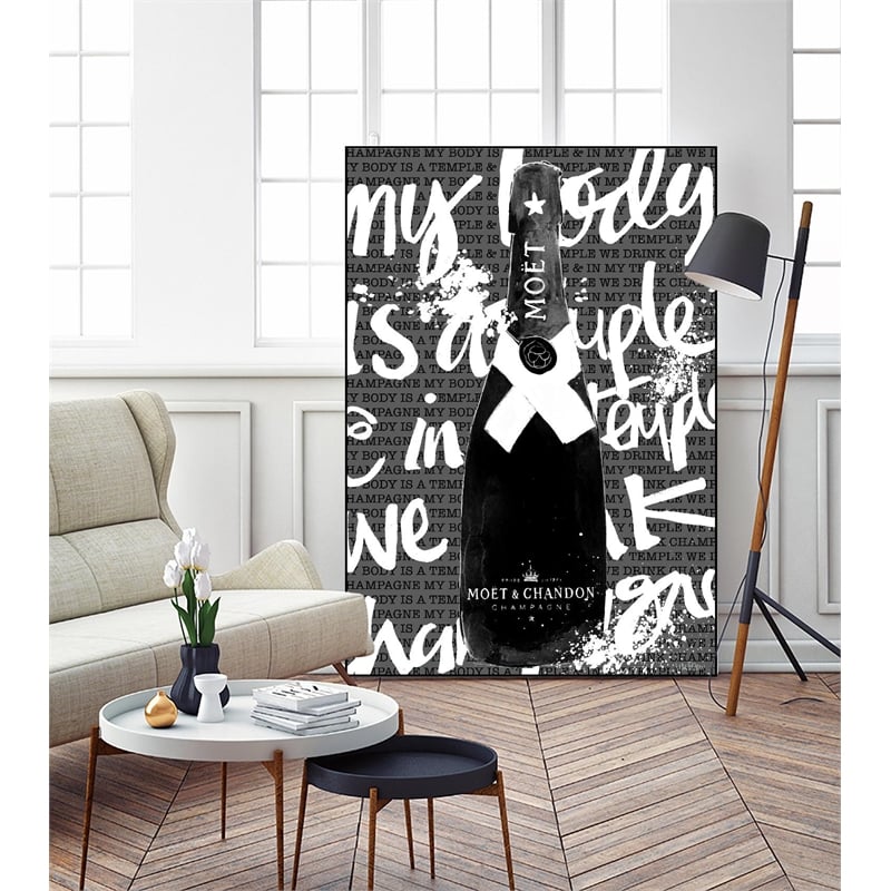 Giant Art Canvas  24x36 Monochrome Moet Chandon Framed in Multi-Color