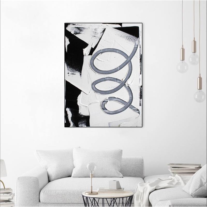 Giant Art Canvas  24x32 Swirl  Framed in Multi-Color