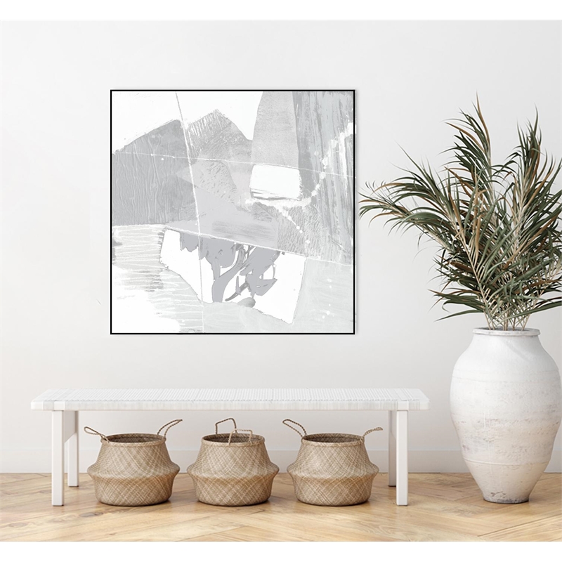Giant Art Canvas  30x30 Composition Neutral II Framed in White