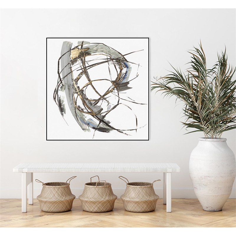 Giant Art Canvas  30x30 Gestural Gold I Framed in Multi-Color