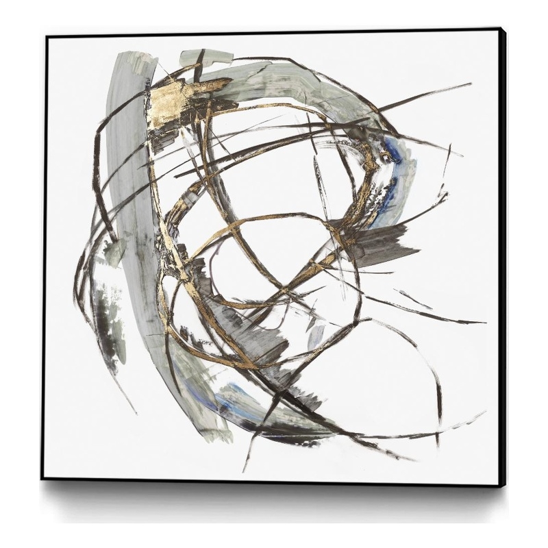 Giant Art Canvas  30x30 Gestural Gold I Framed in Multi-Color