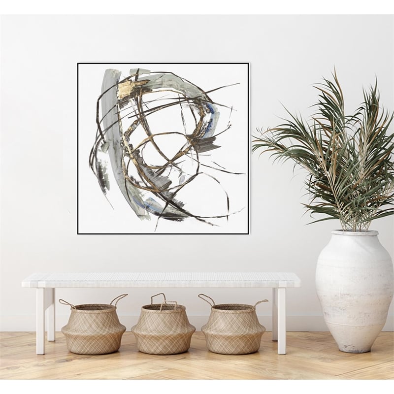Giant Art Canvas  20x20 Gestural Gold I Framed in Multi-Color