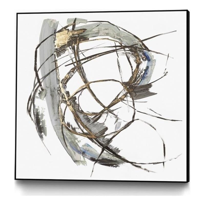 Giant Art Canvas  20x20 Gestural Gold I Framed in Multi-Color