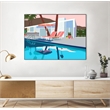 Giant Art Canvas  40x30 Pool Lounge Pink Chairs Framed in Multi-Color