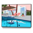 Giant Art Canvas  40x30 Pool Lounge Pink Chairs Framed in Multi-Color