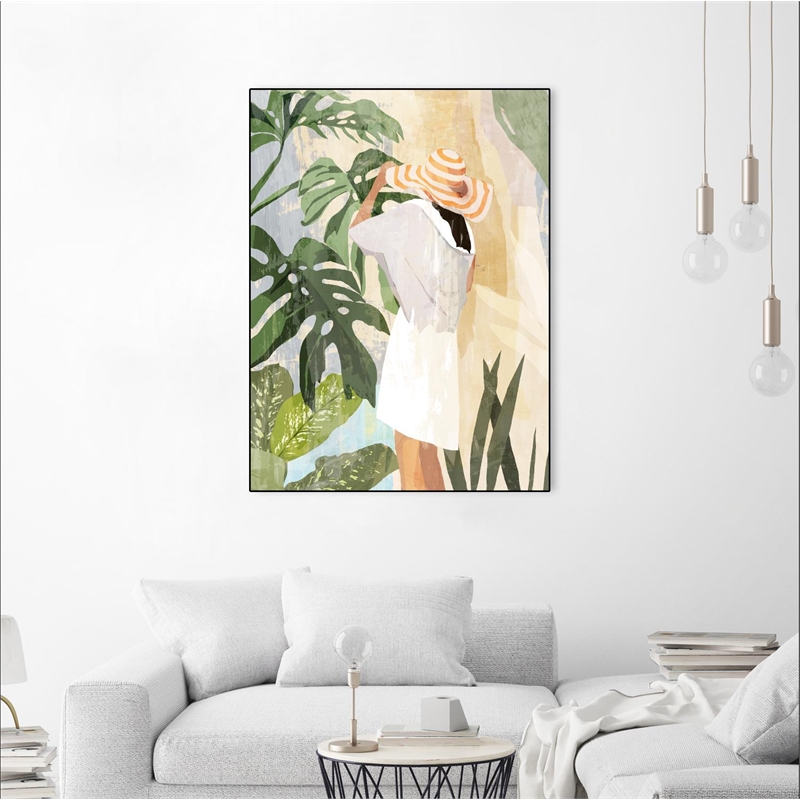 Giant Art Canvas  24x32 Plant Lady III Framed in Yellow