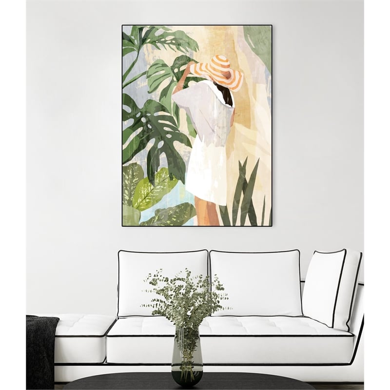 Giant Art Canvas  24x32 Plant Lady III Framed in Yellow