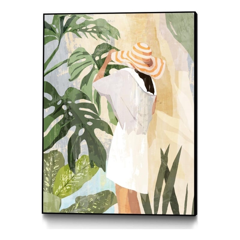 Giant Art Canvas  24x32 Plant Lady III Framed in Yellow