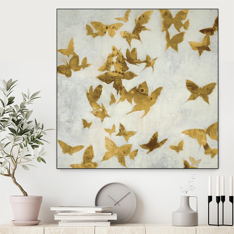 Giant Art Canvas  20x20 Flutterbys V2 Framed in Multi-Color
