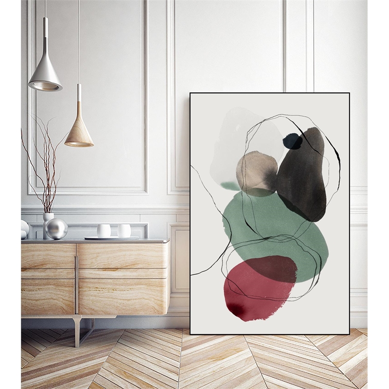 Giant Art Canvas  24x36 Kachi I Framed in Red