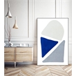 Giant Art Canvas  24x36 Blue Simple Shapes II Framed in Multi-Color