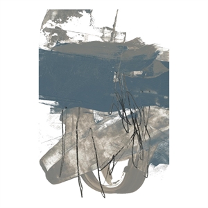 Giant Art 72x48 Blue & Grey Swipe I Fine Art Giant Canvas Print in White