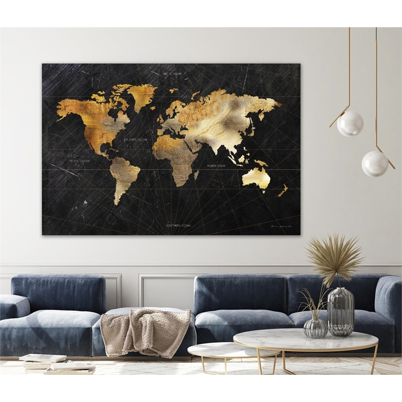 Giant Art 72x48 Dramatic World Map Fine Art Giant Canvas Print in Multi ...