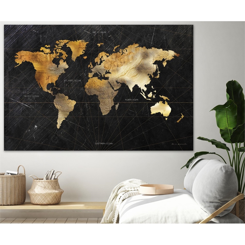 Giant Art 72x48 Dramatic World Map Fine Art Giant Canvas Print in Multi ...