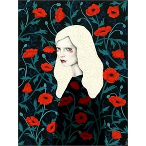 Giant Art 72x54 Poppy Fine Art Giant Canvas Print in Red