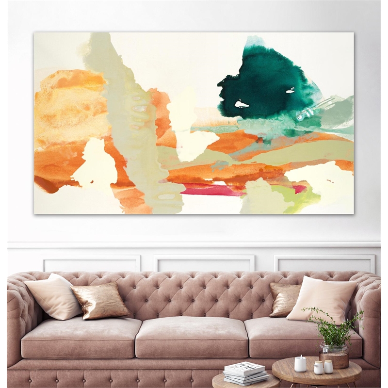 Giant Art 84x48 Warm Waves Fine Art Giant Canvas Print in Turquoise