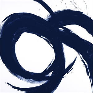 Giant Art 84x84 Navy Circular Strokes II Fine Art Giant Canvas Print in White