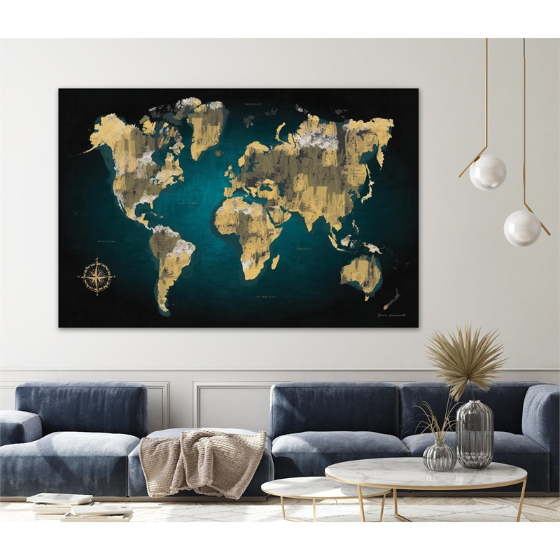 Giant Art 72x48 Sketched World Map Fine Art Giant Canvas Print in Multi-Color