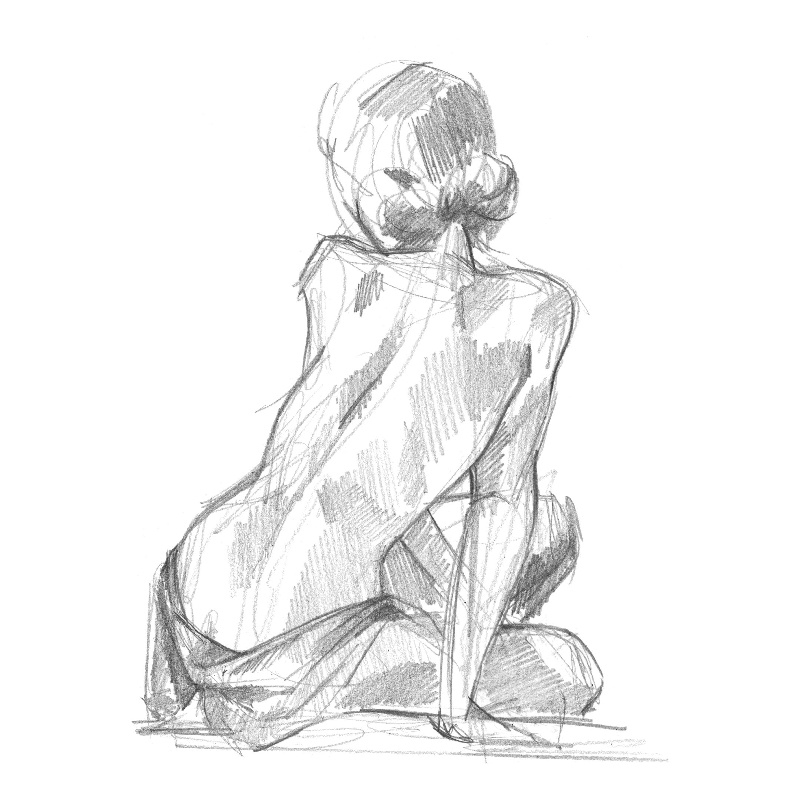 Giant Art 72x54 Sitting Pose II Fine Art Giant Canvas Print in White