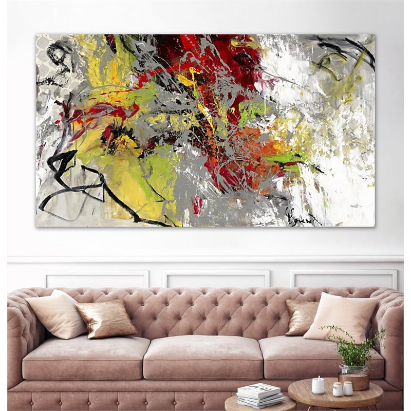 Giant Art 84x48 Peace on Earth Fine Art Giant Canvas Print in Yellow