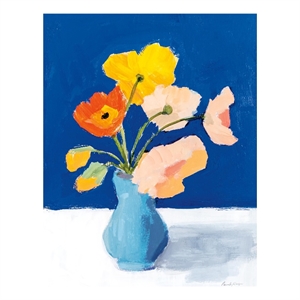 Giant Art 72x54 Poppies on Blue Fine Art Giant Canvas Print in Pink