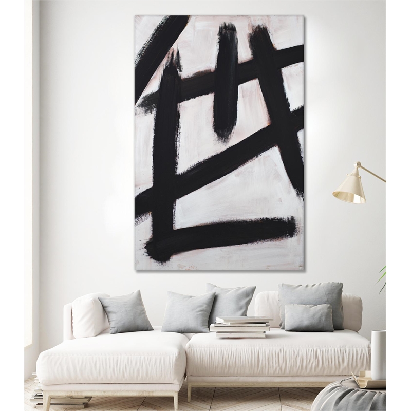 Giant Art 72x48 Ink Strokes Fine Art Giant Canvas Print in Multi-Color