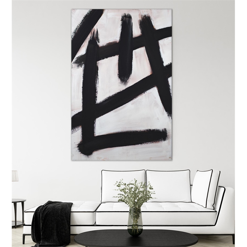 Giant Art 72x48 Ink Strokes Fine Art Giant Canvas Print in Multi-Color