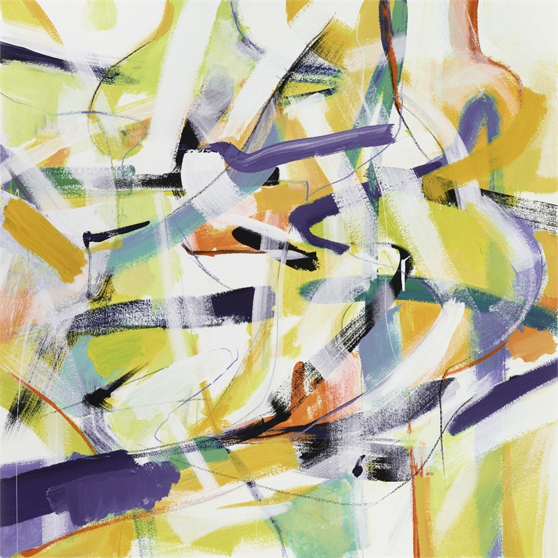Giant Art 72x72 Here and There 4 - Recolor Fine Art Giant Canvas Print in Yellow