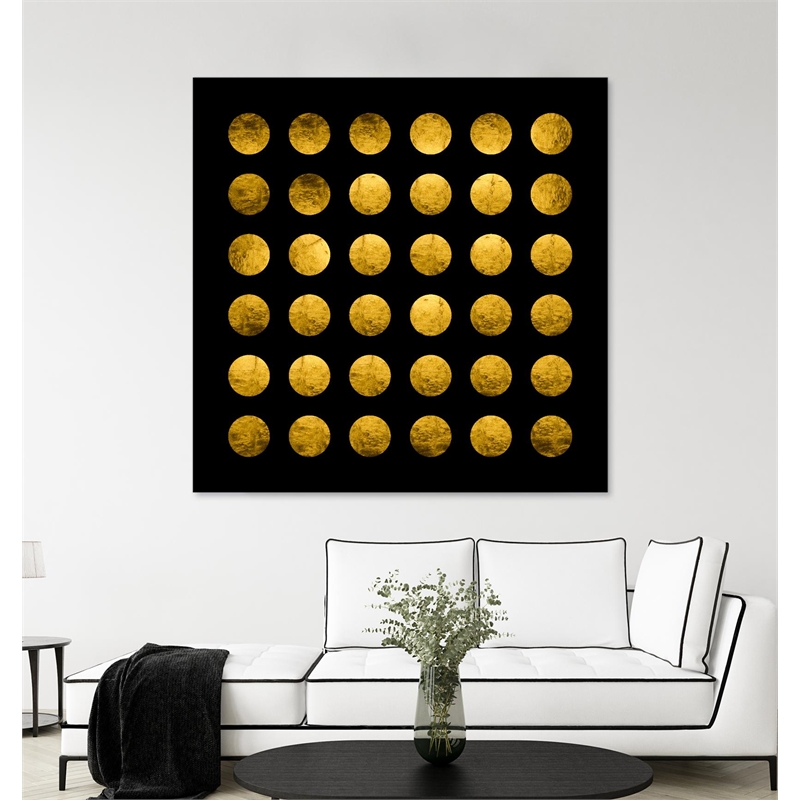 Giant Art 54x54 Golden Spots Black Fine Art Giant Canvas Print in Multi-Color