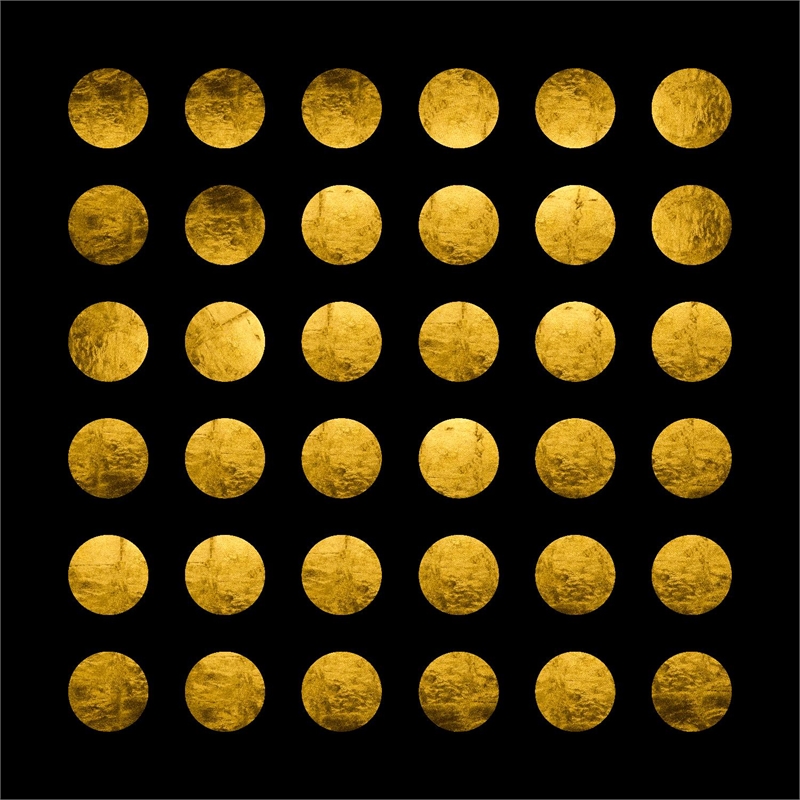 Giant Art 54x54 Golden Spots Black Fine Art Giant Canvas Print in Multi-Color