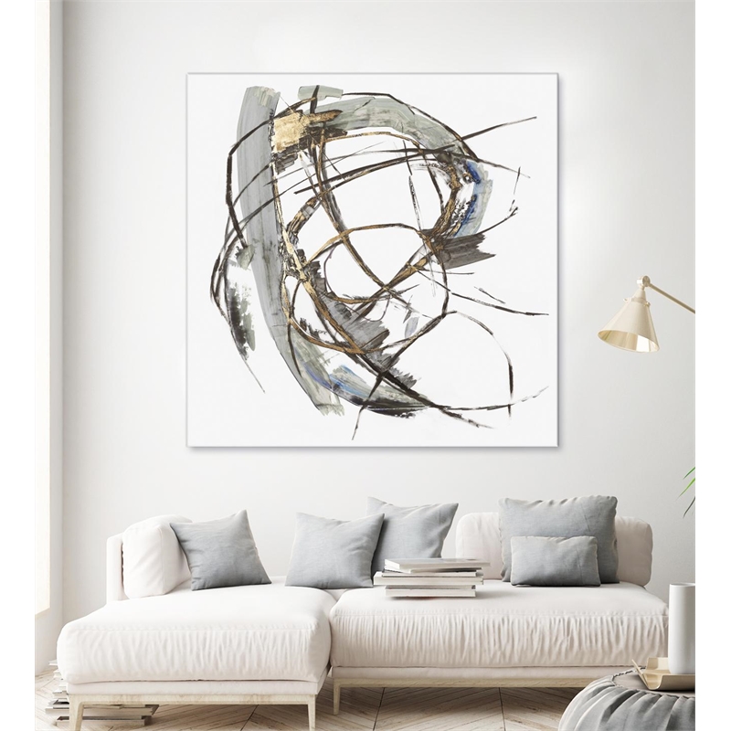 Giant Art 54x54 Gestural Gold I Fine Art Giant Canvas Print in Multi-Color