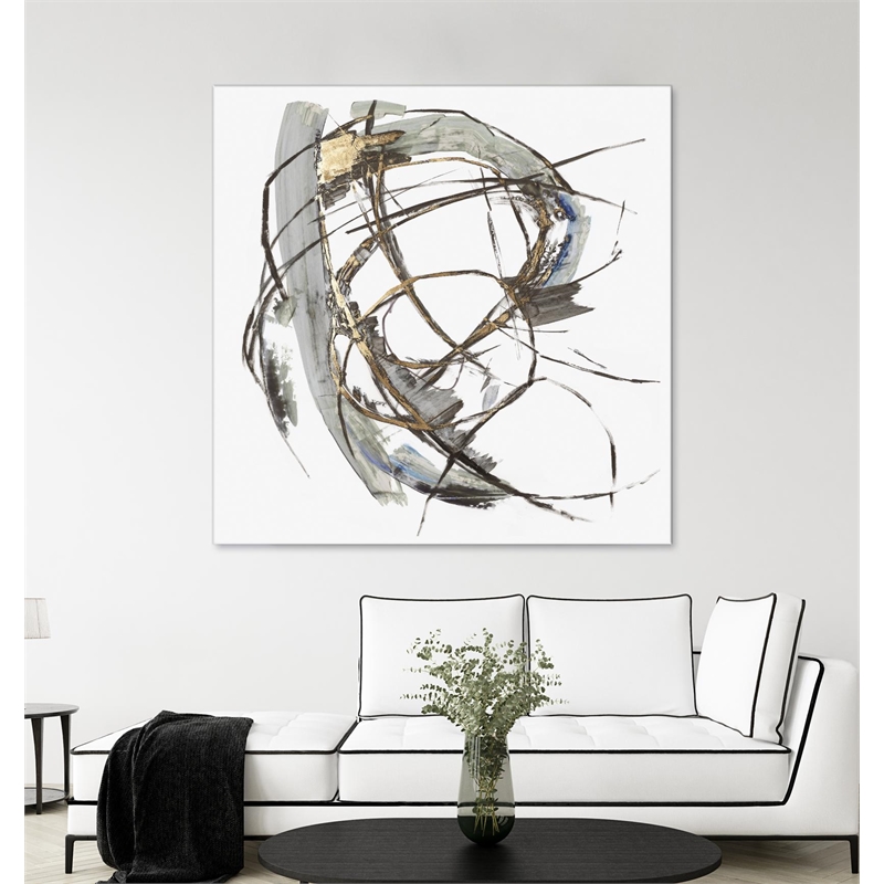 Giant Art 54x54 Gestural Gold I Fine Art Giant Canvas Print in Multi-Color