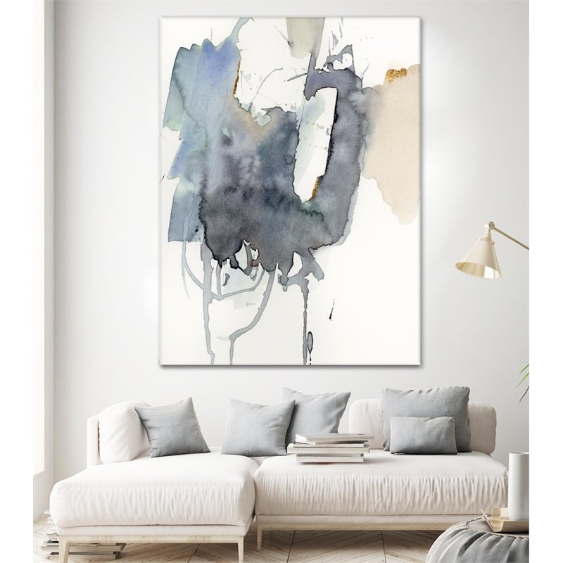 Giant Art 72x54 Indigo Splatter I Fine Art Giant Canvas Print in White