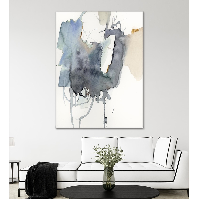 Giant Art 72x54 Indigo Splatter I Fine Art Giant Canvas Print in White