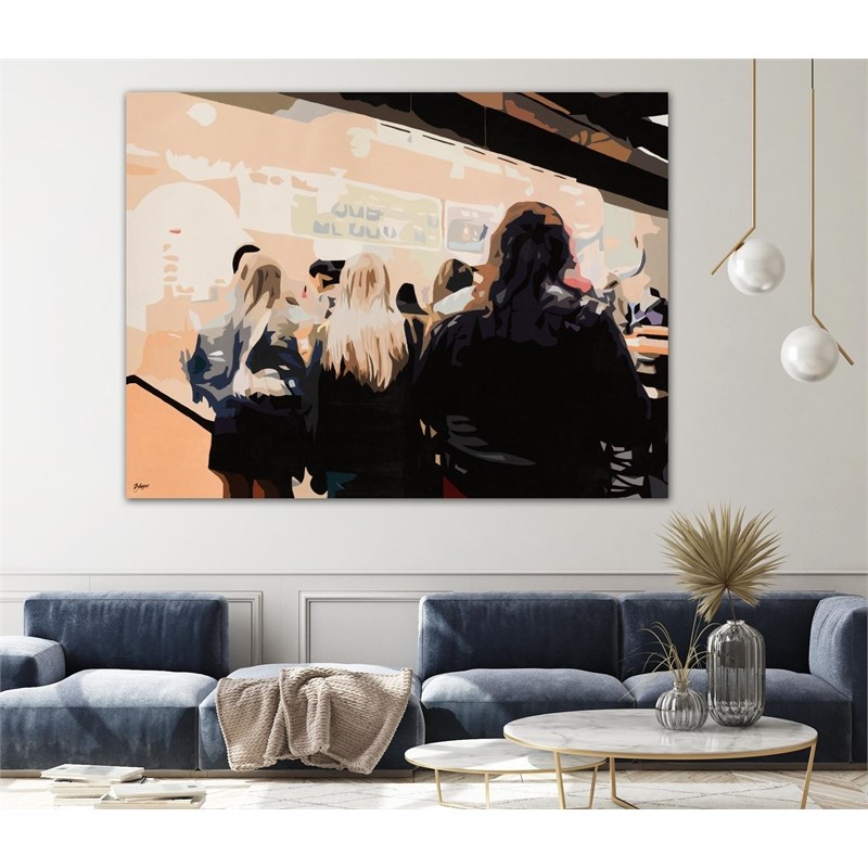 Giant Art 72x54 Late Night Queue Fine Art Giant Canvas Print in Multi-Color