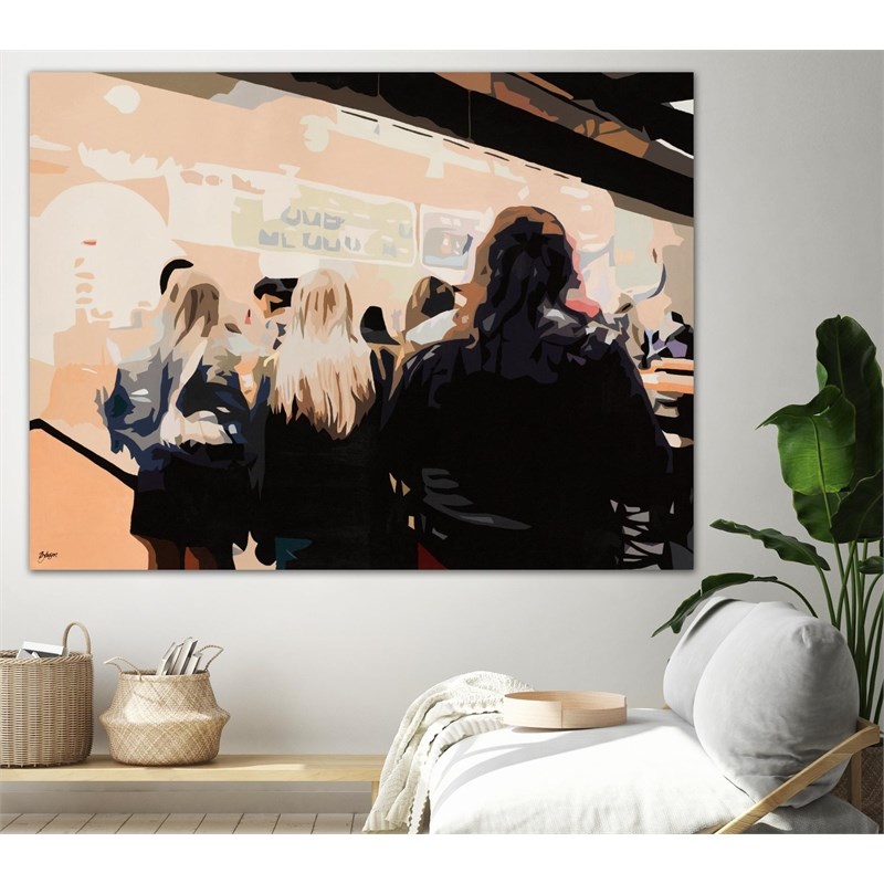 Giant Art 72x54 Late Night Queue Fine Art Giant Canvas Print in Multi-Color