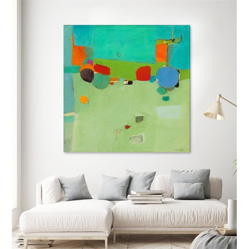 Giant Art 54x54 A Skip and a Roll Fine Art Giant Canvas Print in Turquoise