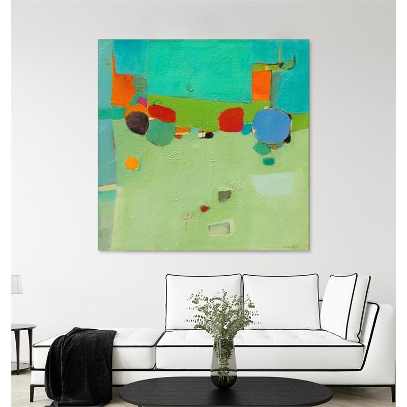 Giant Art 54x54 A Skip and a Roll Fine Art Giant Canvas Print in Turquoise