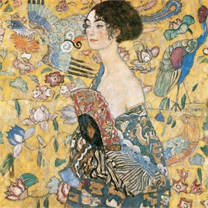 Giant Art 54x54 Woman with Fan Fine Art Giant Canvas Print in Multi-Color