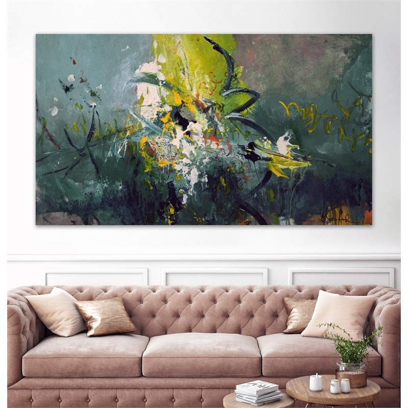 Giant Art 84x48 Happy Fine Art Giant Canvas Print in Green