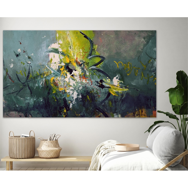 Giant Art 84x48 Happy Fine Art Giant Canvas Print in Green