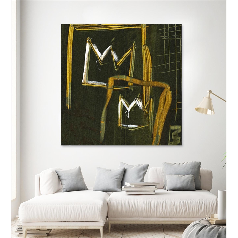 Giant Art 54x54 Graffiti Crowns D Fine Art Giant Canvas Print in Green