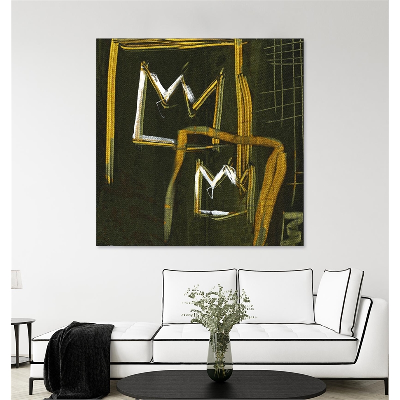 Giant Art 54x54 Graffiti Crowns D Fine Art Giant Canvas Print in Green