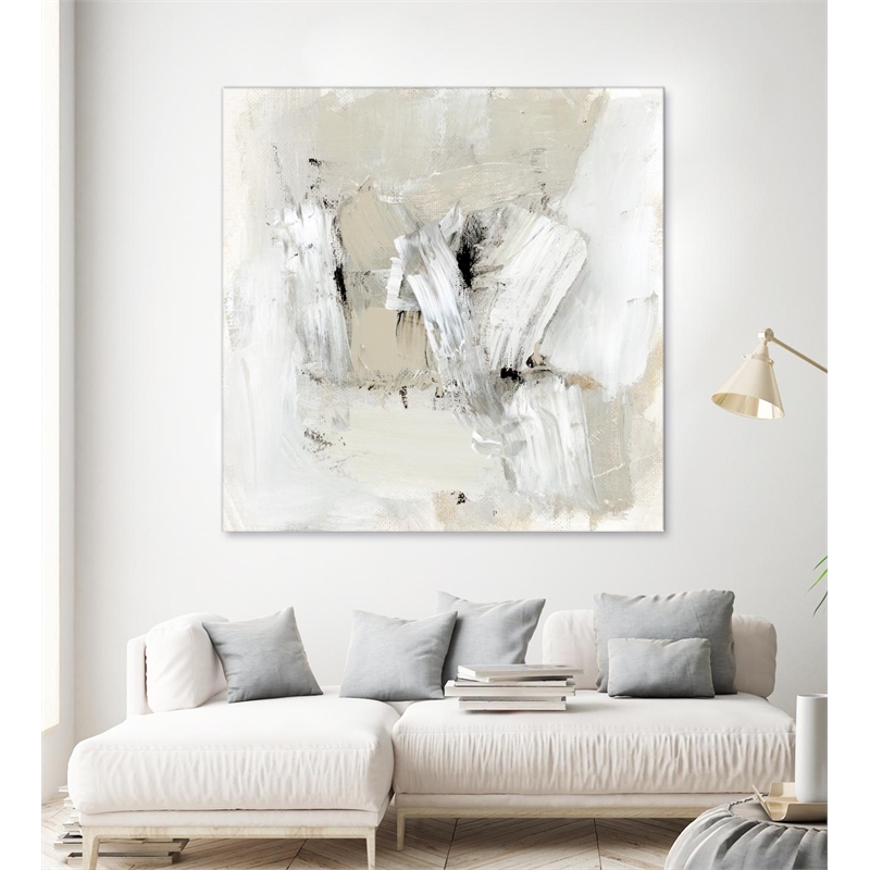 Giant Art 54x54 Neutral Brushstrokes I Fine Art Giant Canvas Print in White