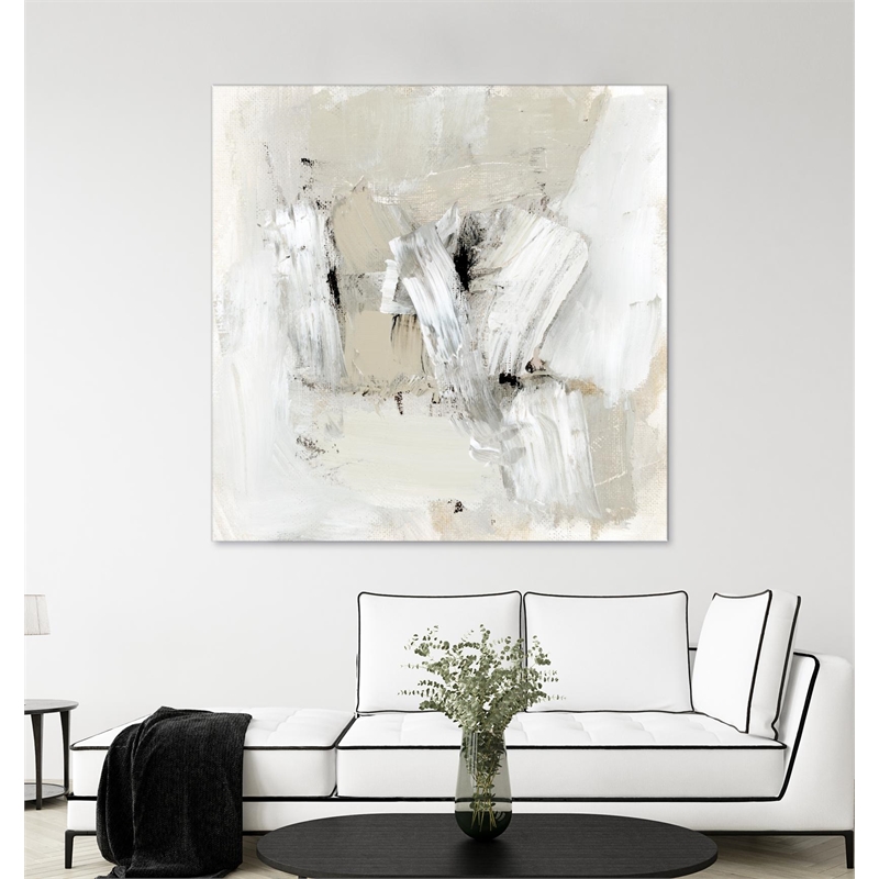 Giant Art 54x54 Neutral Brushstrokes I Fine Art Giant Canvas Print in White